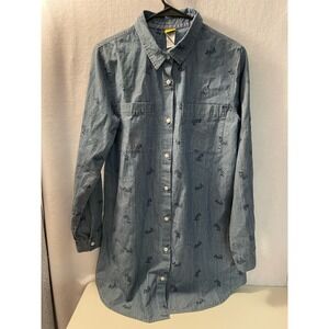 Disney Mickey Mouse Denim dress size small long sleeve button down womens‎